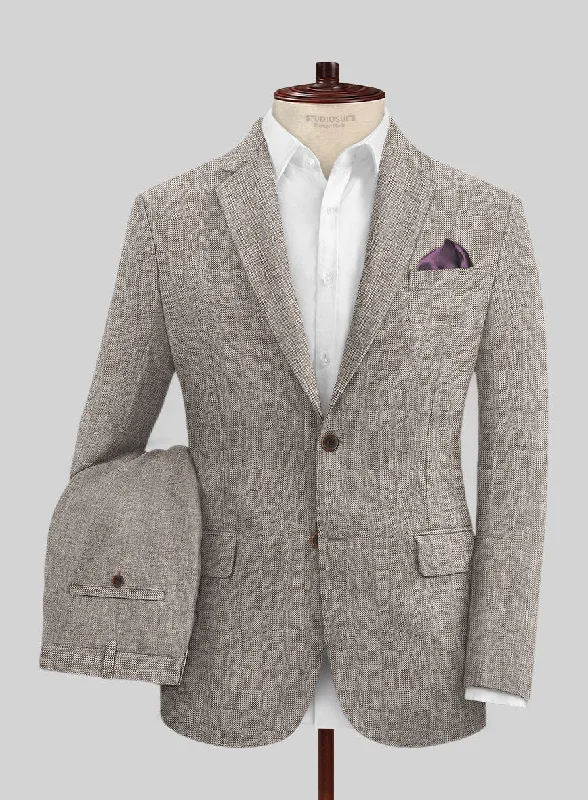 Casual Layers Solbiati Herringbone Brown Linen Suit