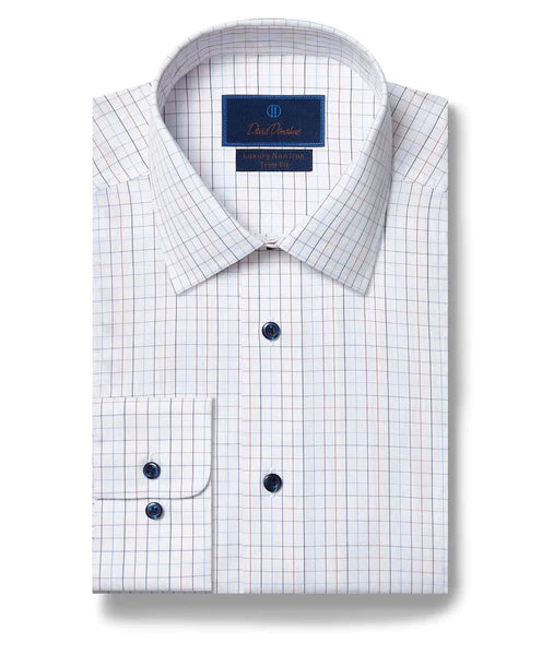 Cool Casuals David Donahue Dress Shirt - White/Orange (Trim)