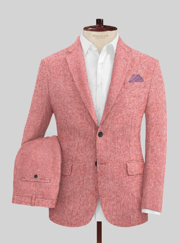 Outdoor Outfits Solbiati Herringbone Coral Red Linen Suit