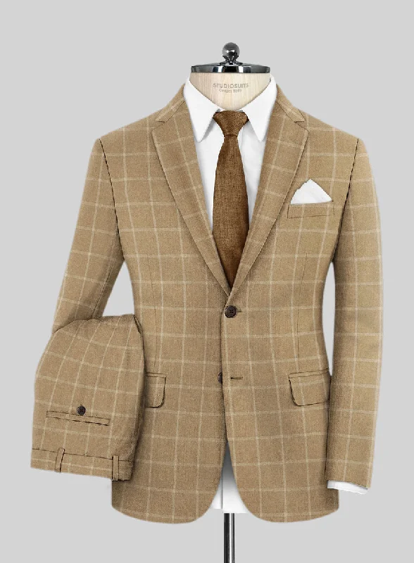 Versatile Outfits Italian Anbino Camel Brown Wool Suit