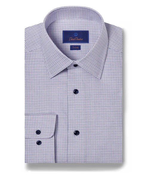 Modern Apparel David Donahue Blue & Purple Micro Dobby Dress Shirt (Trim Fit)