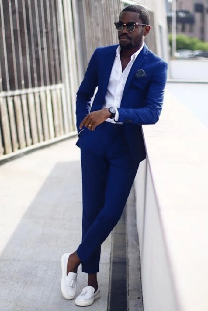 Street Casuals Men's 2 Piece Suit Wedding Royal Blue Suit Formal Office Suit Elegant Suits Dinner Suit For Men