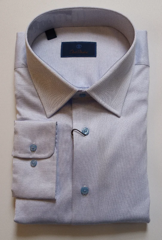 Cozy Essentials David Donahue Dress Shirt - Blue Nail Head Print (Regular Fit