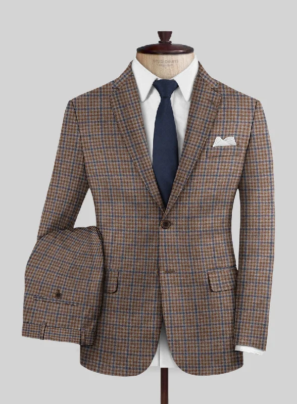 Simple Apparel Reda Baez Brown Checks Wool Suit