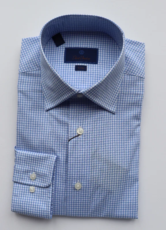 Classic Jackets David Donahue Blue Gingham Dress Shirt (Trim Fit)