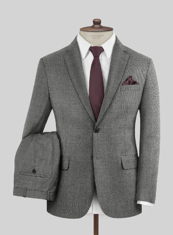 Classic Jackets Lanificio Zegna Trofeo Sharkskin Gray Wool Suit