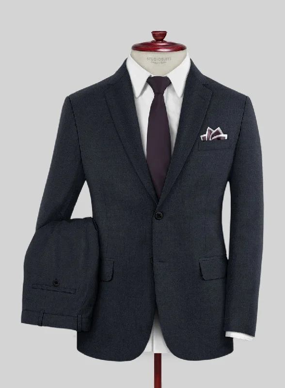 Everyday Comfort Wear Lanificio Zegna Trofeo Sharkskin Navy Blue Wool Suit