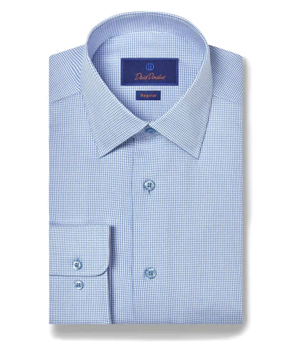 All-Season Outfits David Donahue Sky Micro Dobby Dress Shirt (Regular Fit)