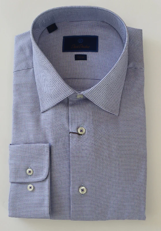 Comfy Outerwear David Donahue Purple/Sky Trim Dress Shirt