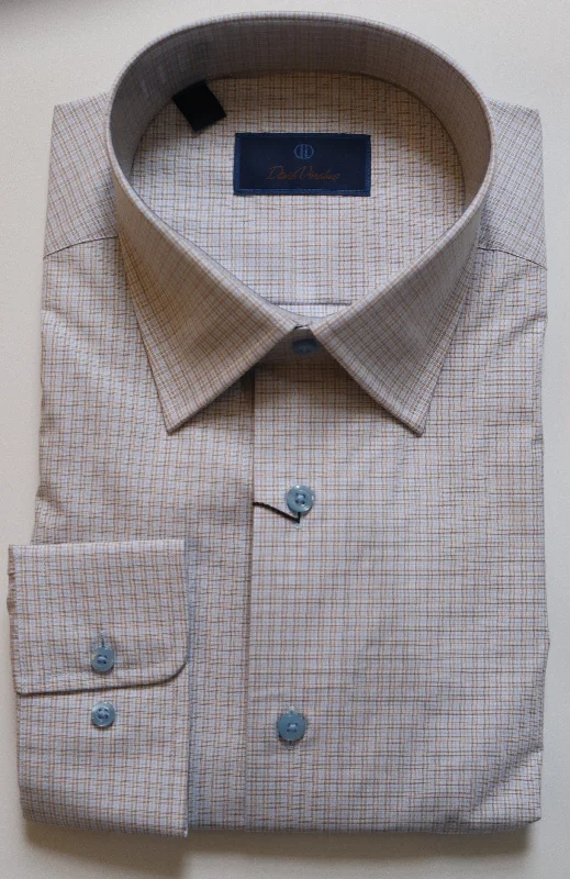 Versatile Outfits David Donahue Dress Shirt - Dune/Light Blue (Regular Fit)