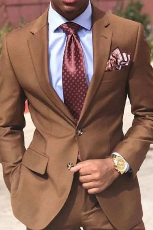 Sporty Looks Men Two Piece Suit Brown Wedding Suit Formal Dinner Suit Groomsmen Suit Slim Fit Suit Bespoke