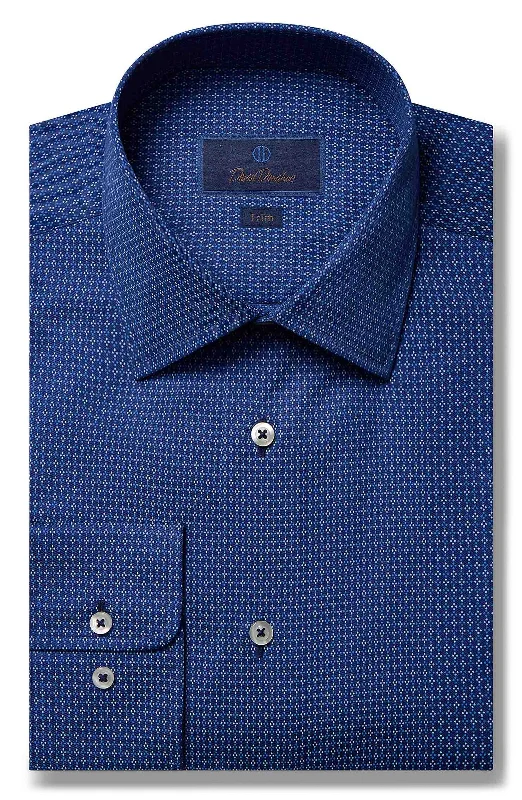 Urban Look David Donahue Dress Shirt - Navy Microdot Print (Trim)