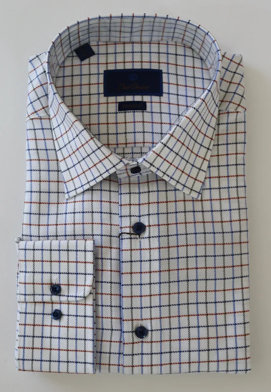 Street Casuals David Donahue White/Pumpkin Dress Shirt