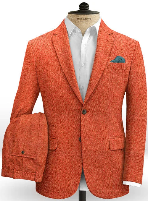 Urban Wear Italian Wide Herringbone Fire Tweed Suit