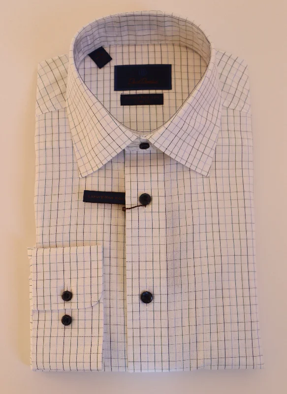 Urban Gear David Donahue Dress Shirt - White/Green/Navy Tattersall (Trim)