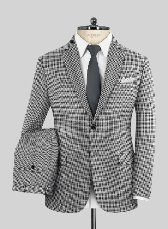 Stylish Tops Dogtooth Wool Light Gray Suit