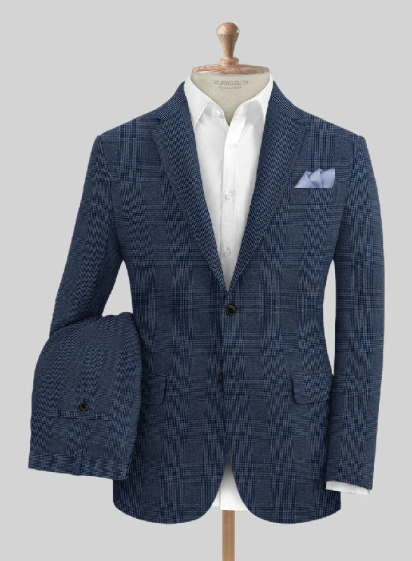 Comfortable Wearables Solbiati Artic Blue Check Linen Suit