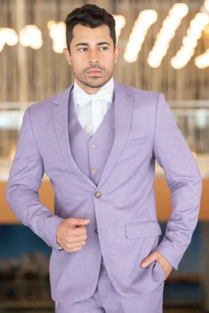 Flexible Wear Men's Three Piece Suit Lavender Wedding Slim Fit Suit Elegant Suit Dinner Clothing Suit Gift For Him