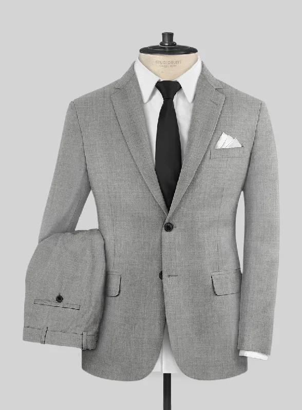 Athletic Gear Lanificio Zegna Trofeo Sharkskin Light Gray Wool Suit