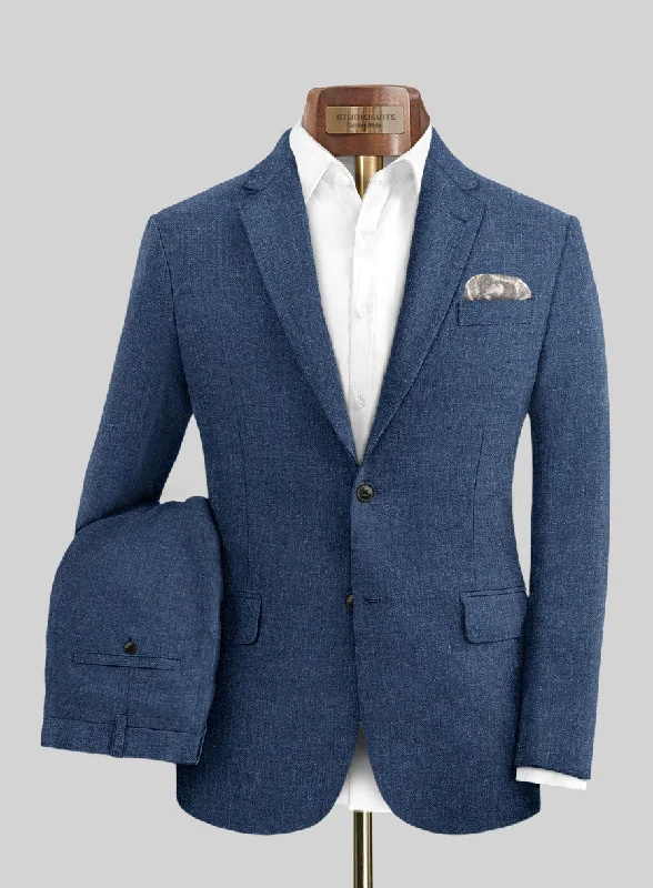 Comfy Sweaters Solbiati Denim Dark Blue Linen Suit