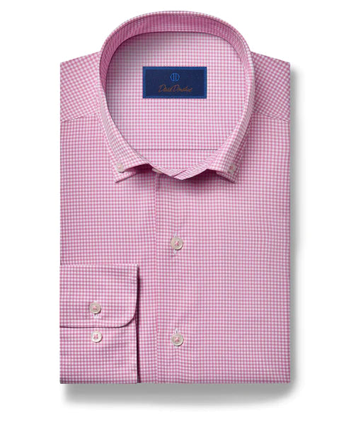 Effortless Comfort David Donahue Pink Gingham Sport Shirt