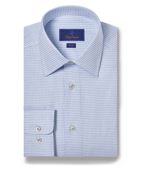 Urban Look David Donahue Sky & Blue Twill Check Dress Shirt (Trim Fit)