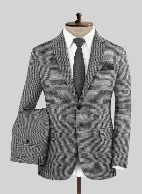 Sport Chic London Loom Gray Nailhead Wool Silk Linen Suit