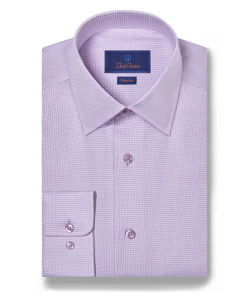 Outdoor Clothing David Donahue Lilac Micro Dobby Dress Shirt (Regular Fit)