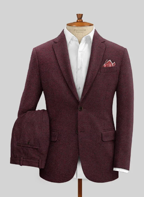 Relaxed Wearables Wine Herringbone Tweed Suit