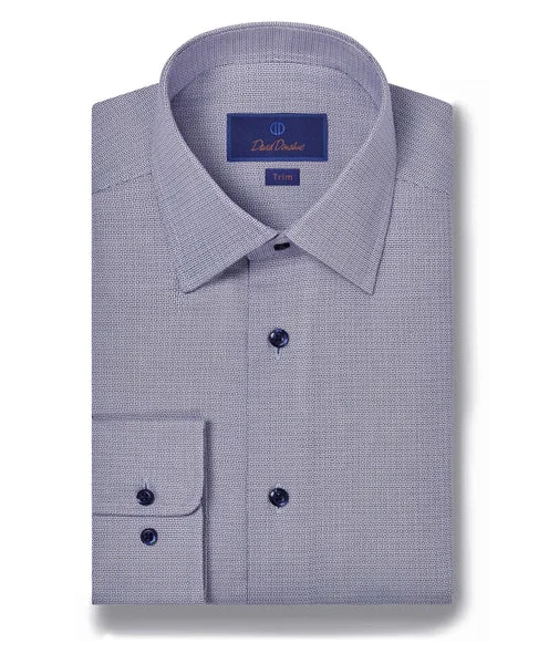 Cool Streetwear David Donahue Navy & White Royal Oxford Dress Shirt (Trim Fit)