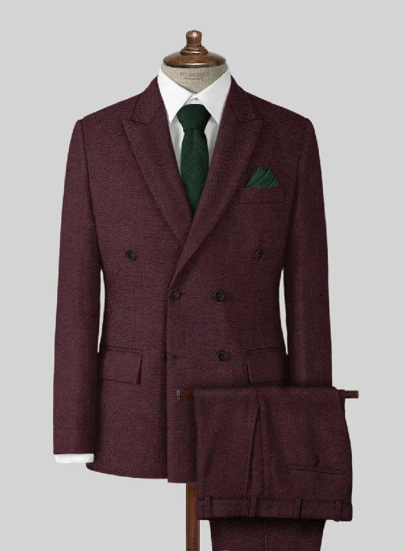 Trendy Styles Wine Herringbone Tweed Suit