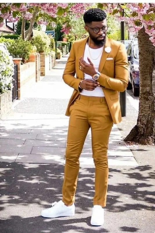 Cozy Pants Men two piece mustard suit