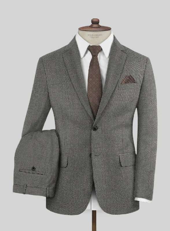 Casual Denim Lanificio Zegna Trofeo Sharkskin Mid Gray Wool Suit