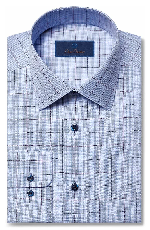 Relaxed Fits David Donahue Dress Shirt - Blue/Brown Plaid (Trim)