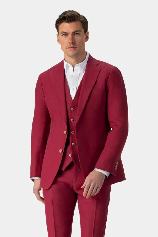 Effortless Comfort Men Red 3 Piece Suit Wedding Slim Fit Suit Two Button Dinner Suit Formal Party wear Bespoke