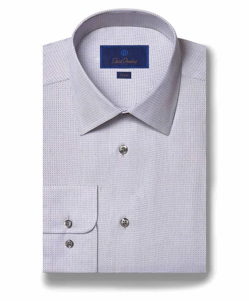 Laid-Back Wear David Donahue Dress Shirt - Gray Micro Print (Trim)