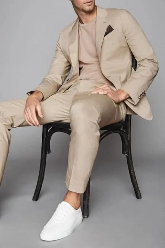 Smart Casual Wear Beige Man suit-Summer Suit-2 Piece suit-Wedding suit-Dinner suit-Groomsmen suit-customized suit-prom suit-groom suit-formal suit