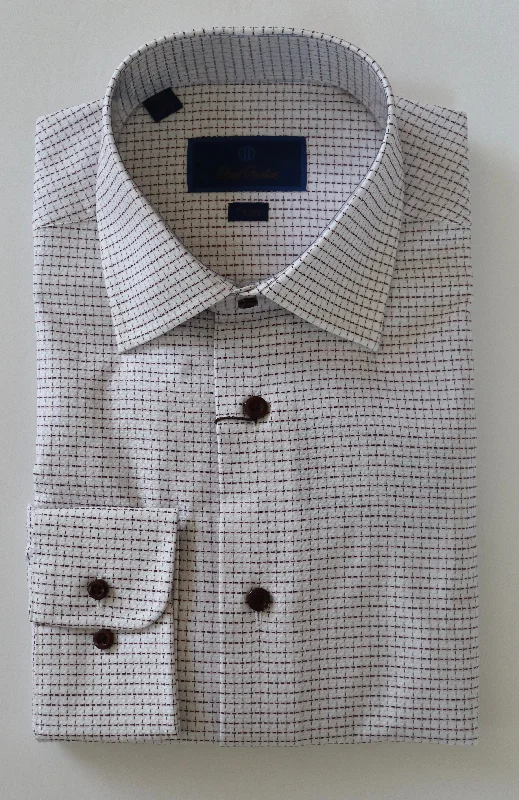 Functional Layers David Donahue Dress Shirt - White/Merlot (Trim)