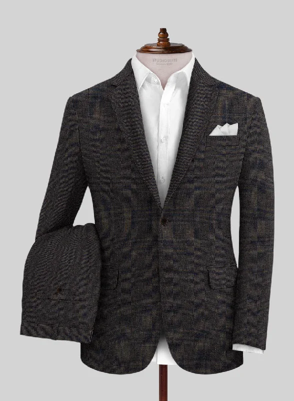 Sporty Wardrobe Solbiati Blue Brown Check Linen Suit