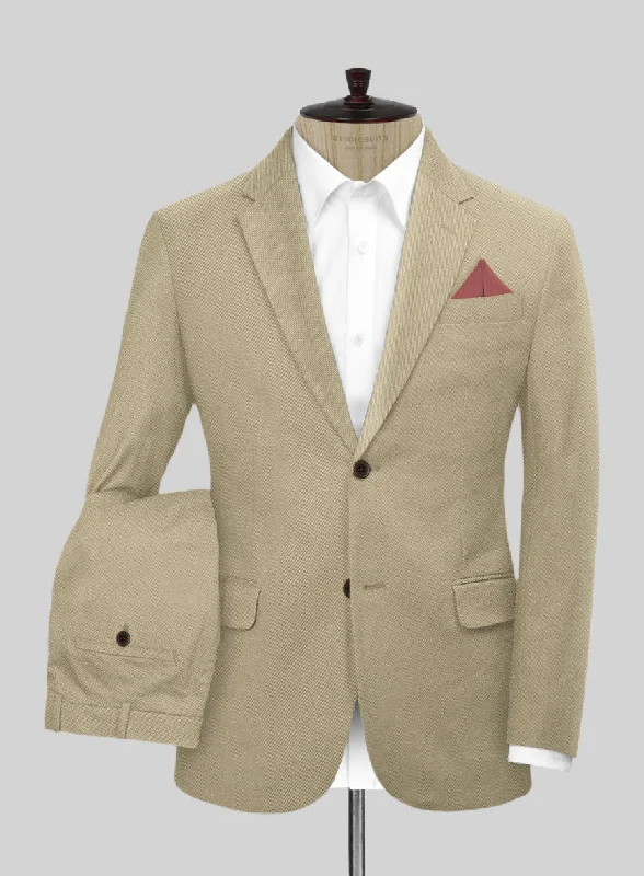 Urban Wear Scabal Sand Beige Cotton Stretch Suit