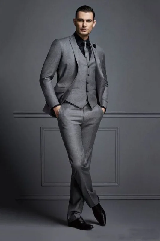 Comfy Outerwear Men Grey Three Piece Suit Wedding Grey Suit Formal Party Wear Suit Slim Fit Suit Dinner Suit - Gift For Him