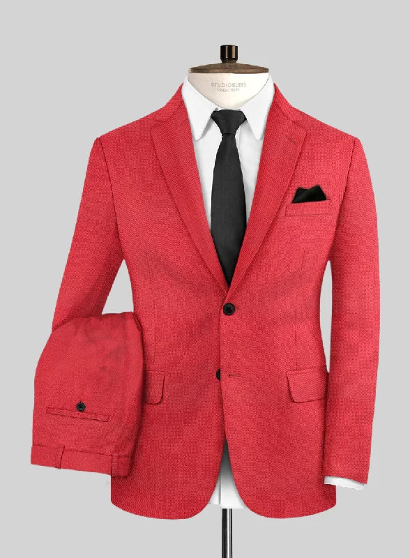 All-Weather Wear Scabal Scarlet Red Wool Suit