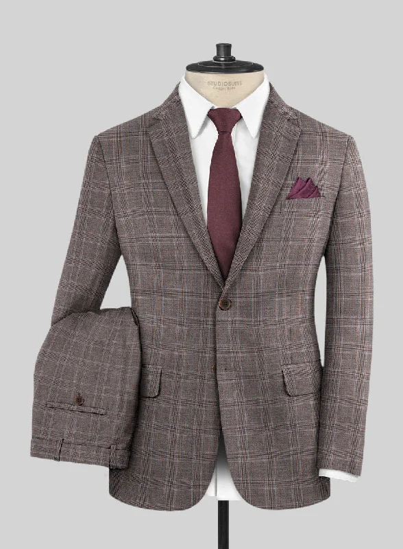 Active Wear Lanificio Zegna Traveller Valen Brown Checks Wool Suit