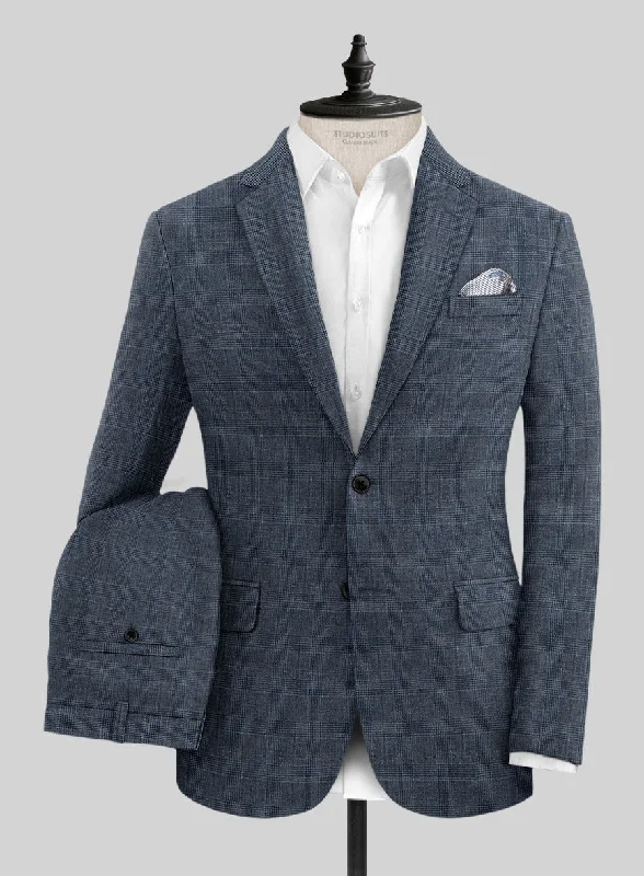 Versatile Knitwear Solbiati Empire Blue Glen Linen Suit