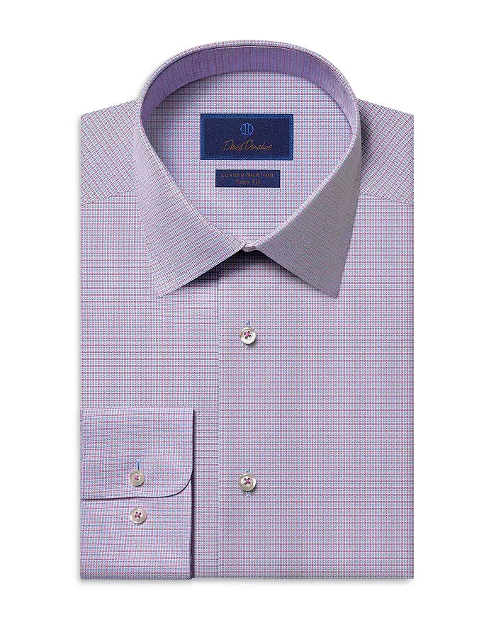 Soft Knitwear David Donahue Berry Micro Textured Non-Iron Dress Shirt