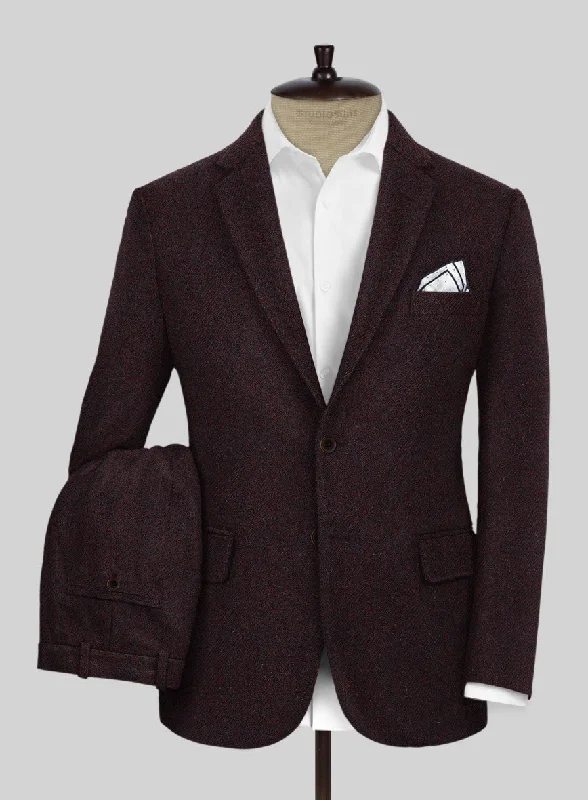 Outdoor Essentials Highlander Heavy Wine Herringbone Tweed Suit