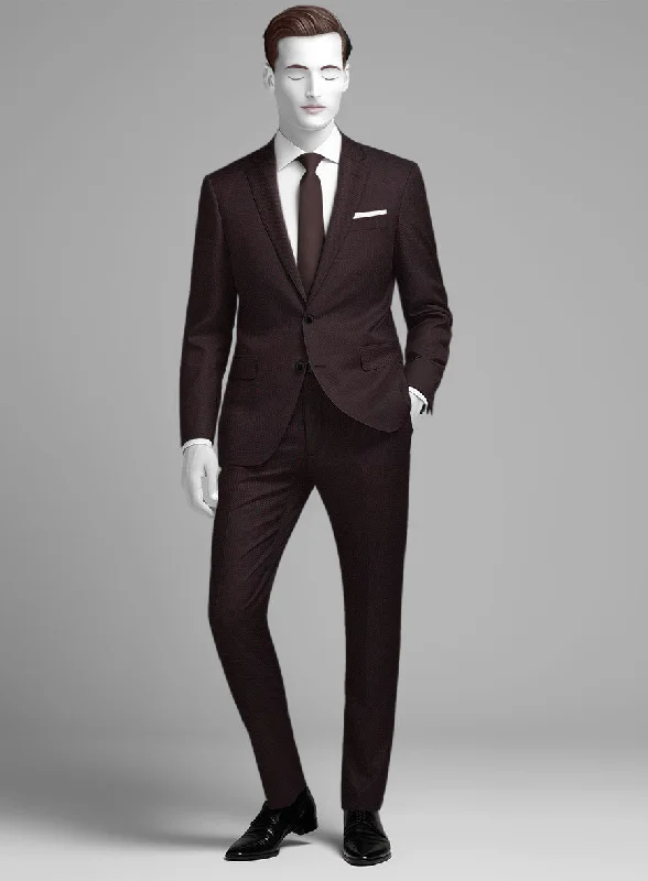 Simple Comfort Napolean Wine Birdseye Wool Suit