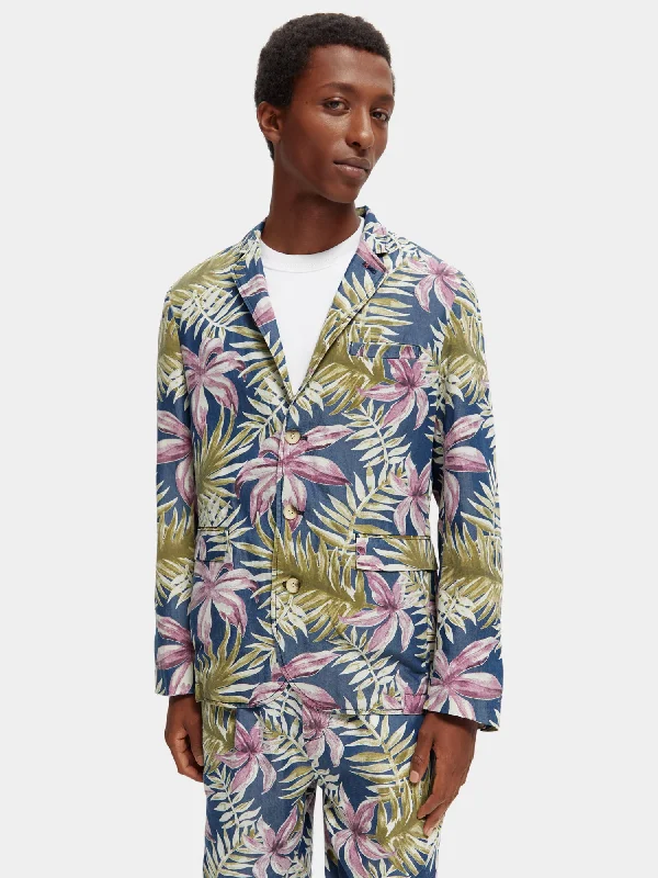 Printed single-breasted blazer