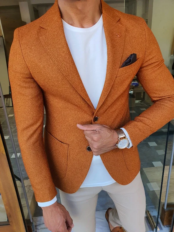 Stefano Camel Slim Fit Blazer