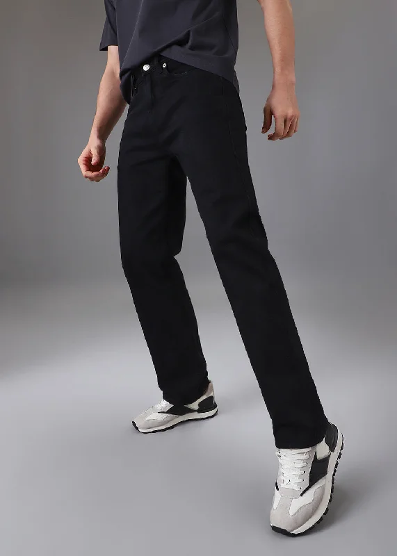 Cozy Apparel Casual Chinos Casual Chinos Black Regular Fit Denim